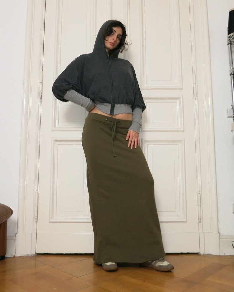 Army green maxiskirt