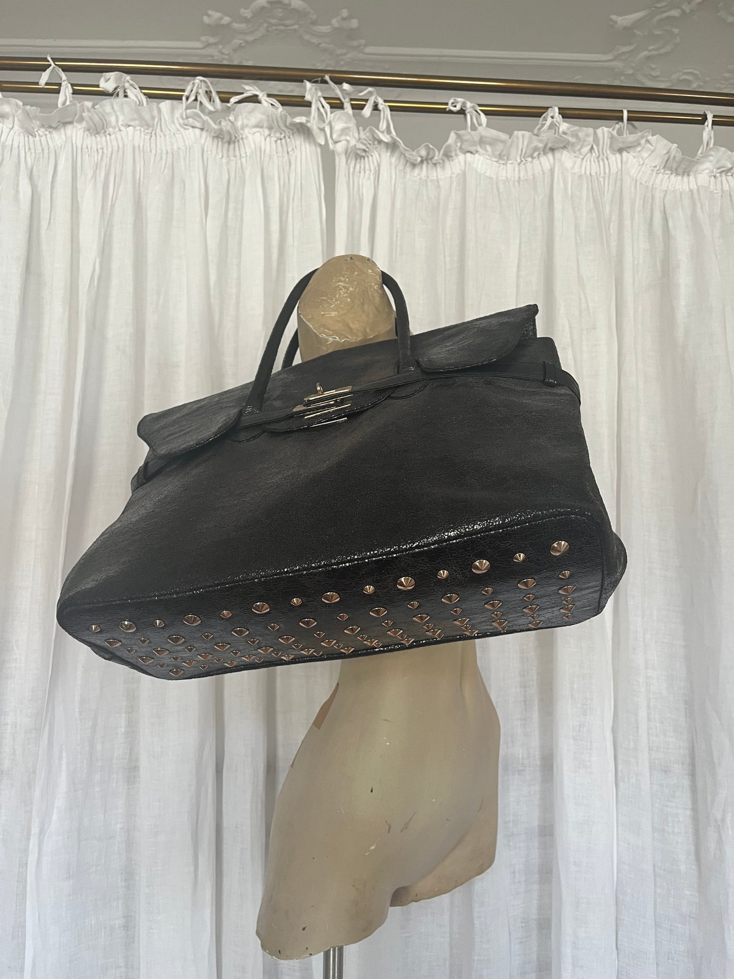Black metallic “birkin”
