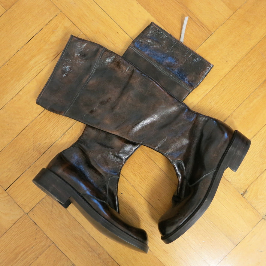 Brown leather boots