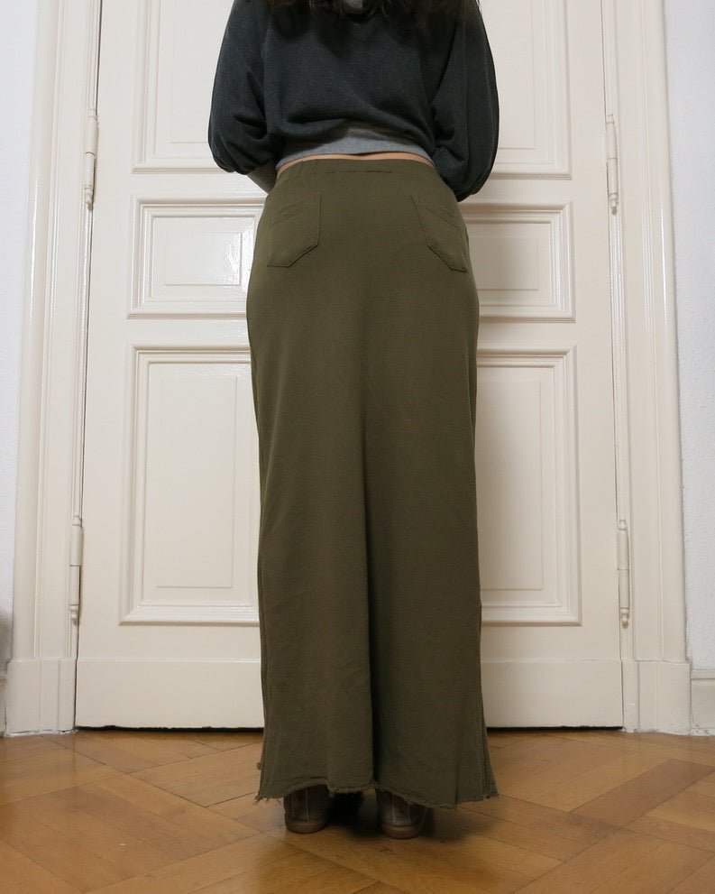 Army green maxiskirt