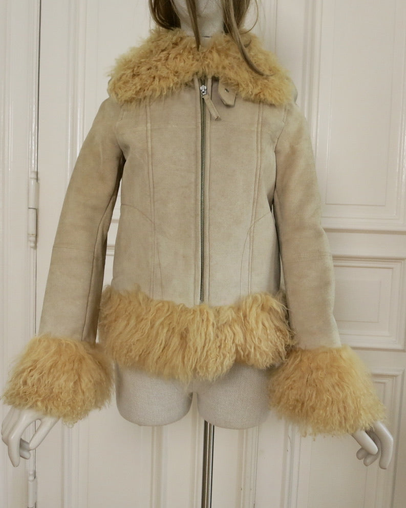 Suede jacket with fur