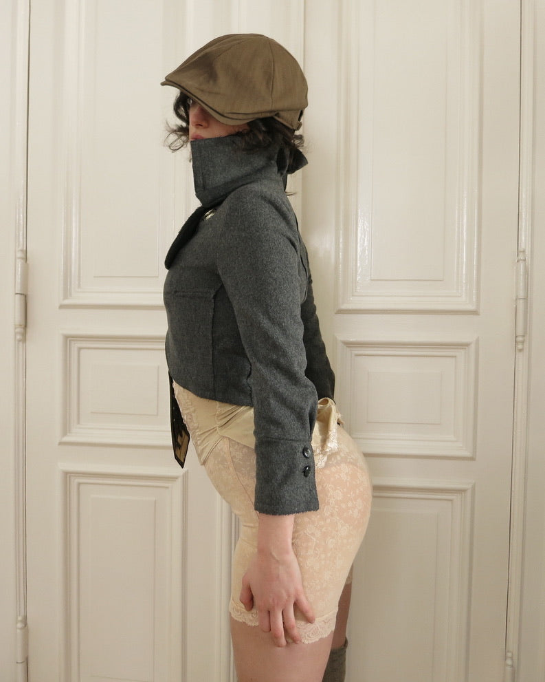 Cropped boiled wool jacket