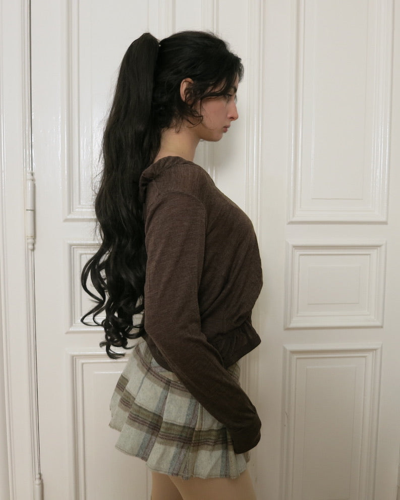 Gathered wool cardigan