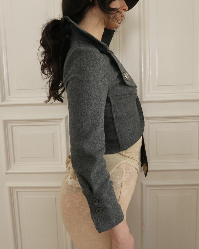 Cropped boiled wool jacket