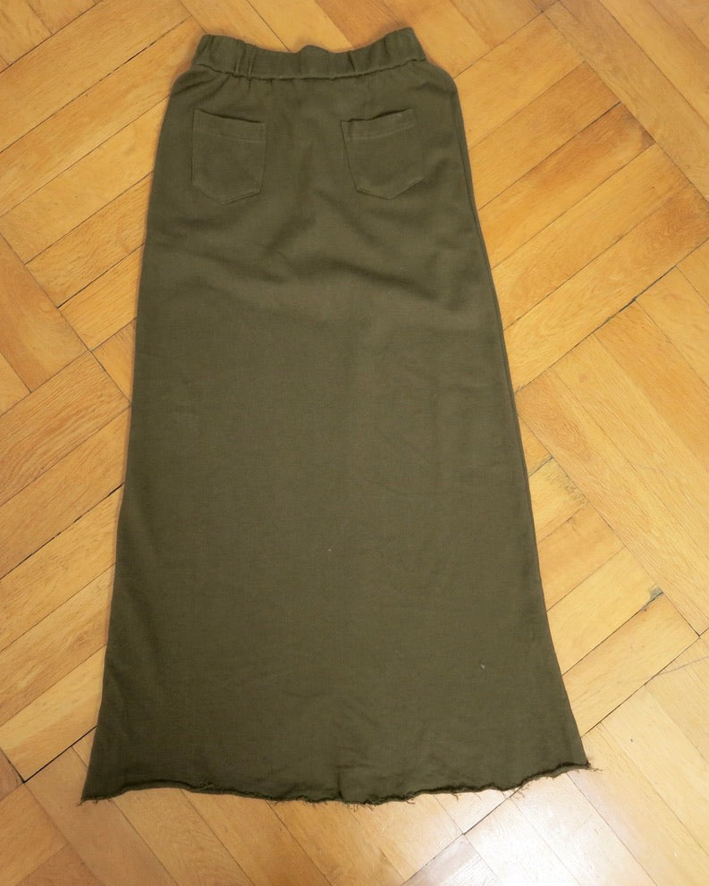 Army green maxiskirt