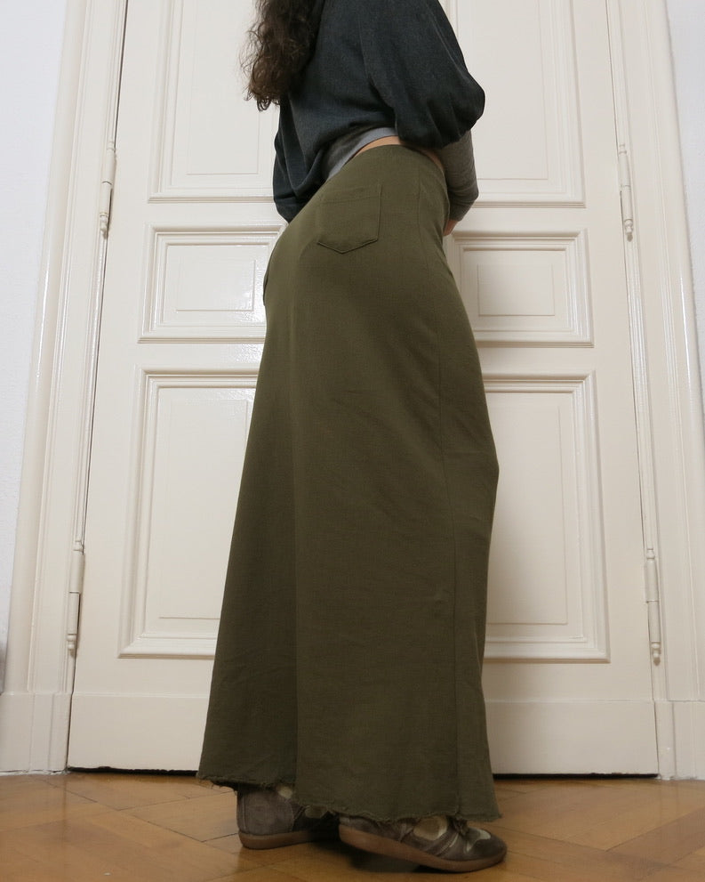 Army green maxiskirt