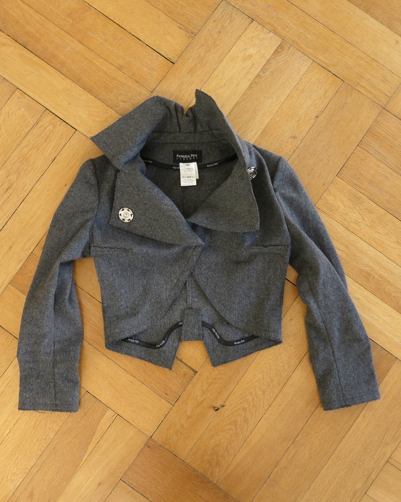 Cropped boiled wool jacket