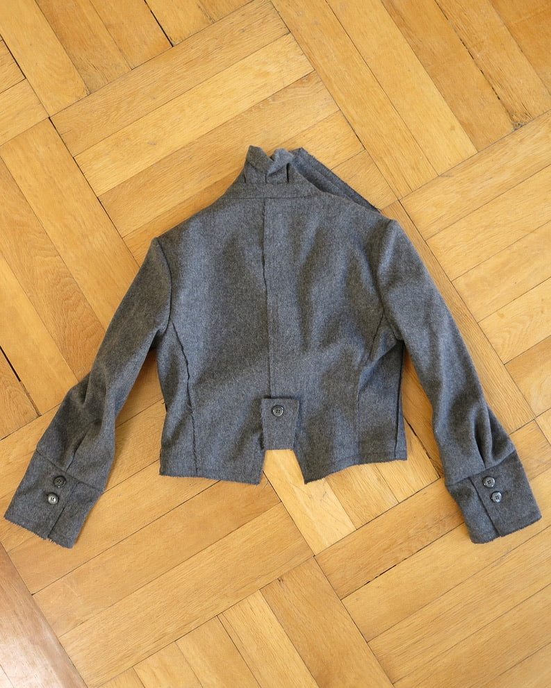 Cropped boiled wool jacket