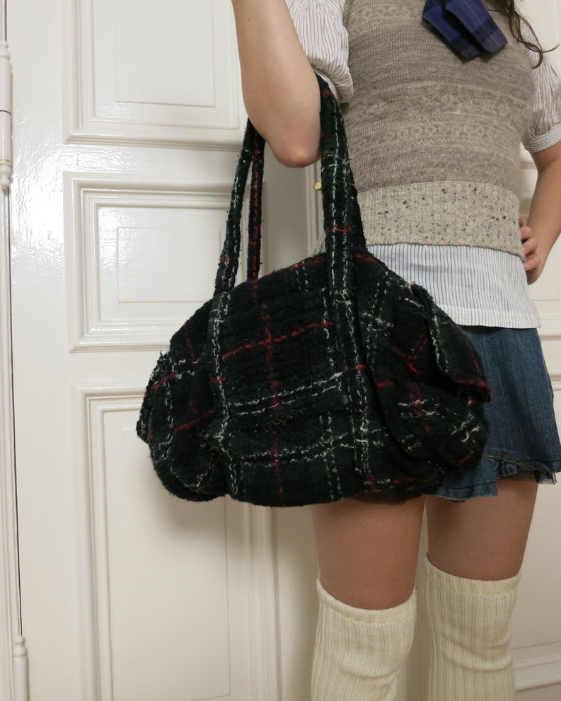 Sunao Kuwahara plaid handbag