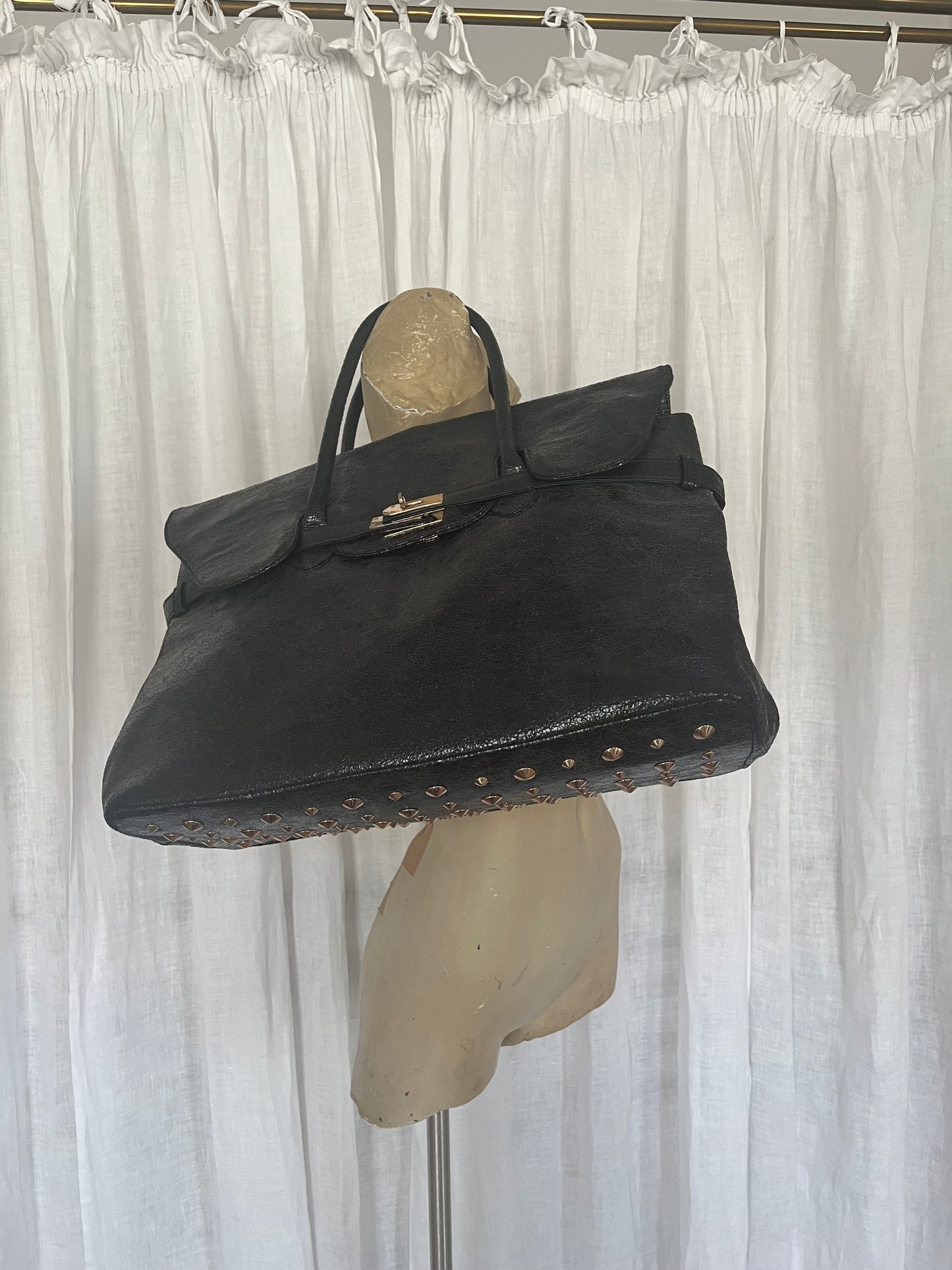 Black metallic “birkin”