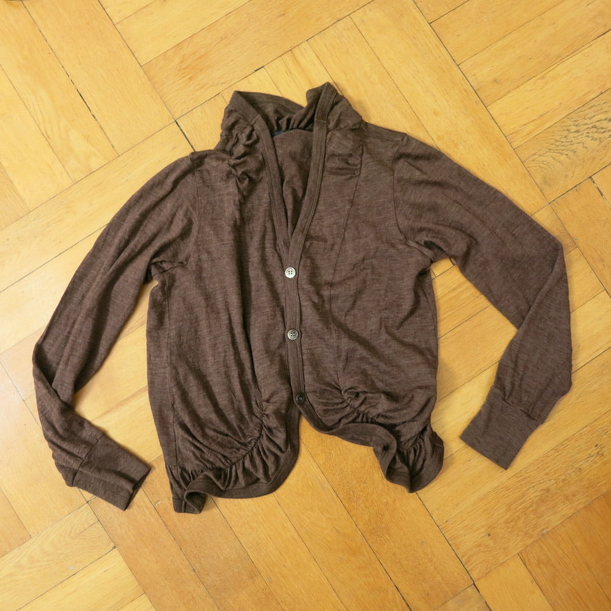 Gathered wool cardigan