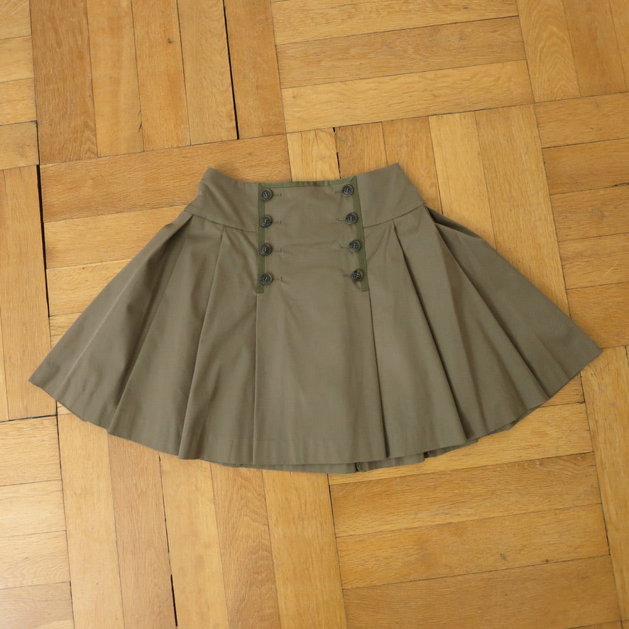 Army green pleated skirt