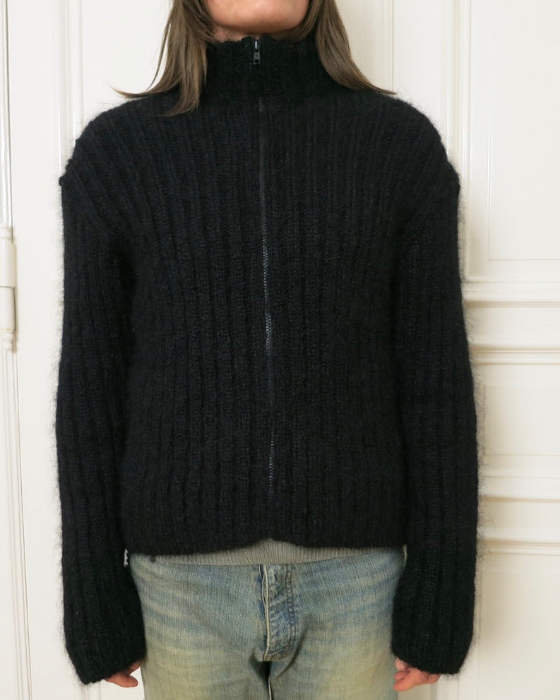 Mohair zipper cardigan