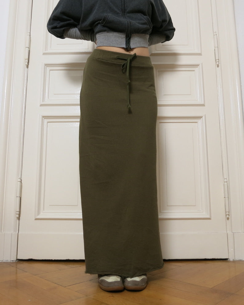 Army green maxiskirt