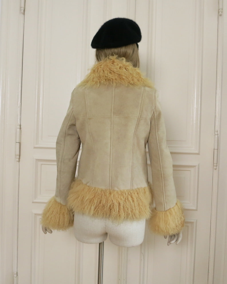 Suede jacket with fur