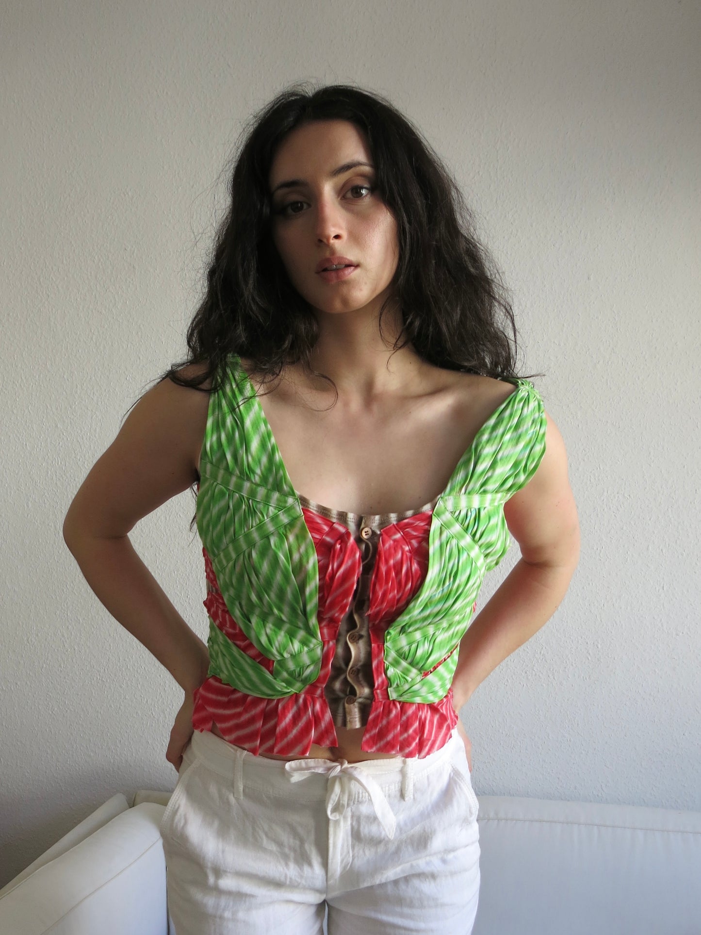 Issey Miyake strawberry corset top, spring/summer 2003