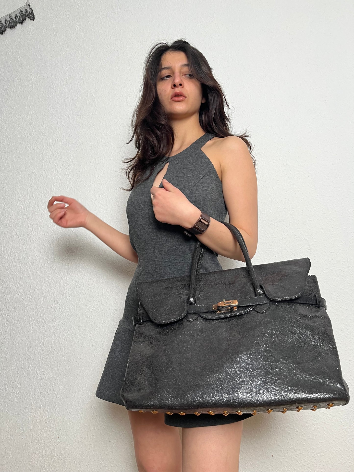 Black metallic “birkin”