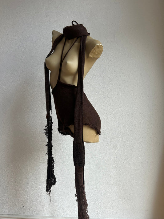 annina “les sœurs” brown micro scarf