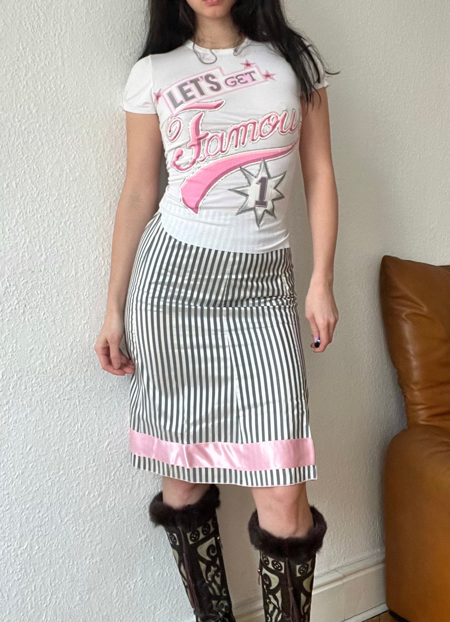 Romantic midi silk skirt