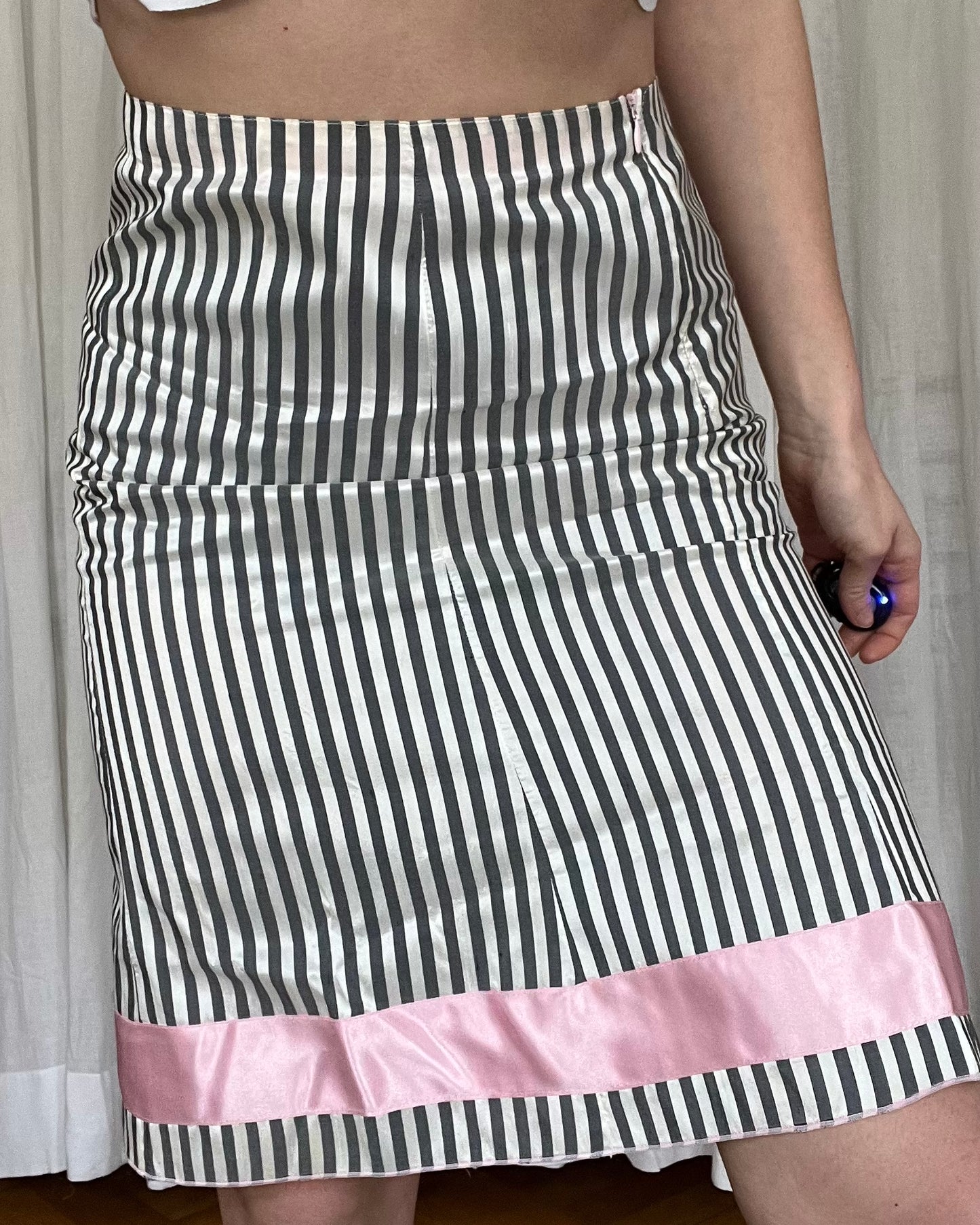 Romantic midi silk skirt