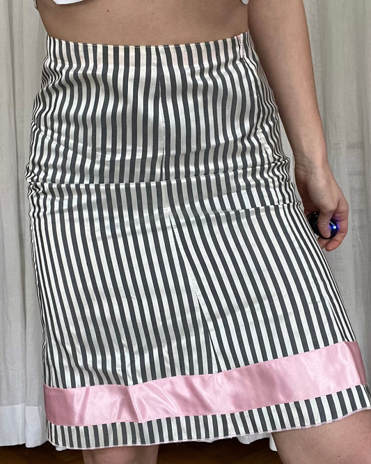 Romantic midi silk skirt
