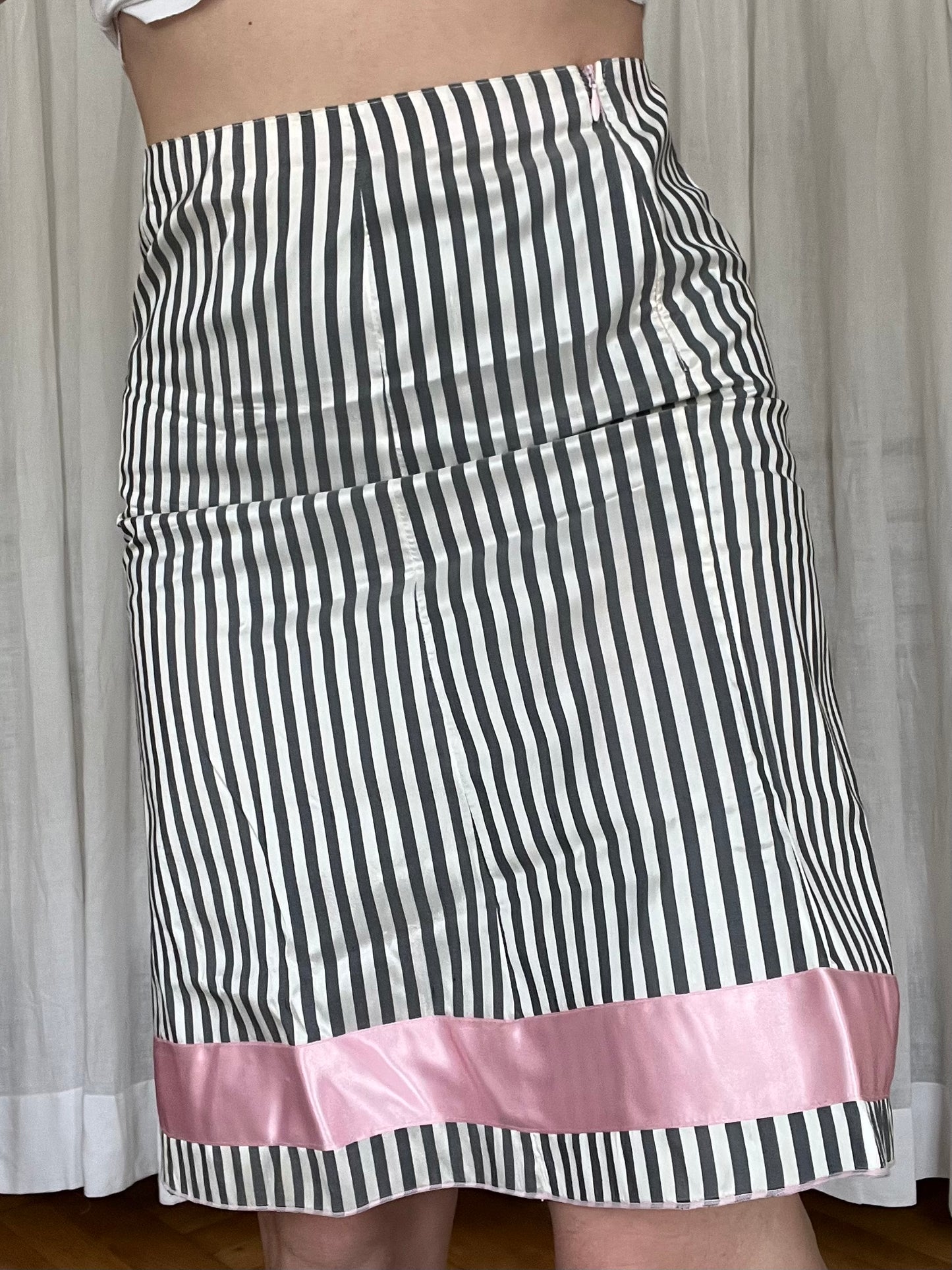 Romantic midi silk skirt