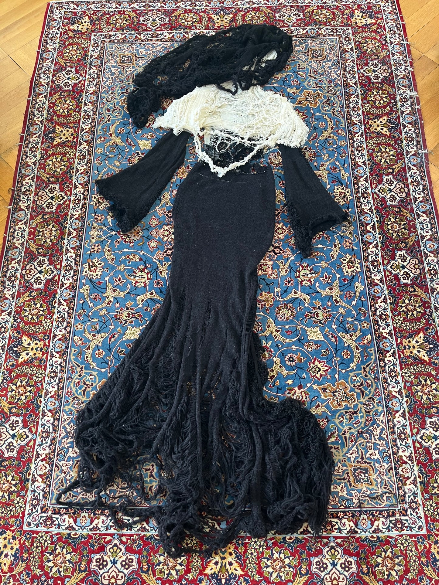 annina mohair distressed nun dress