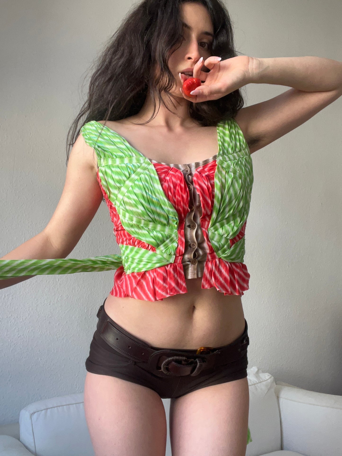 Issey Miyake strawberry corset top, spring/summer 2003