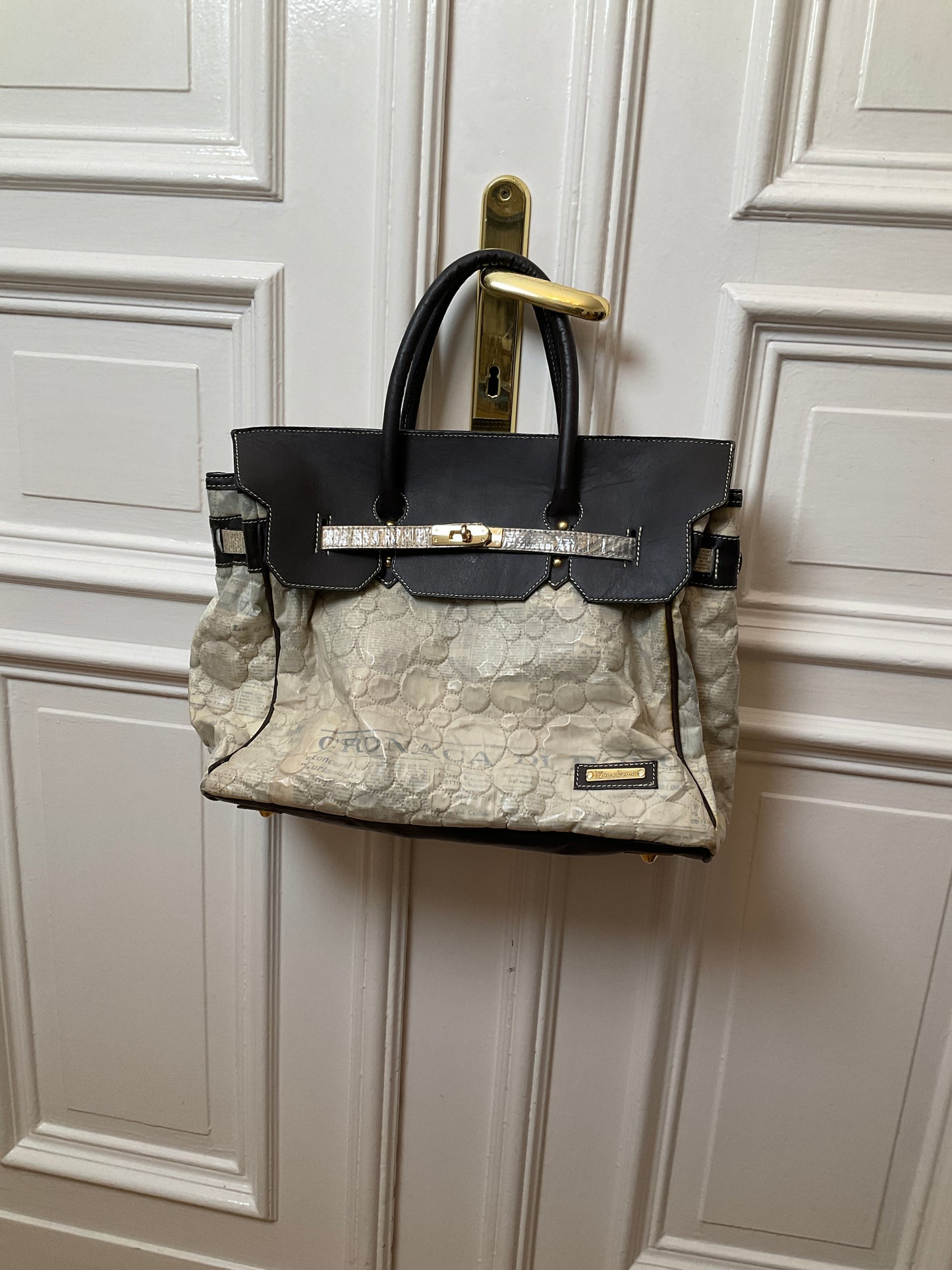 Newspaper distressed “birkin”