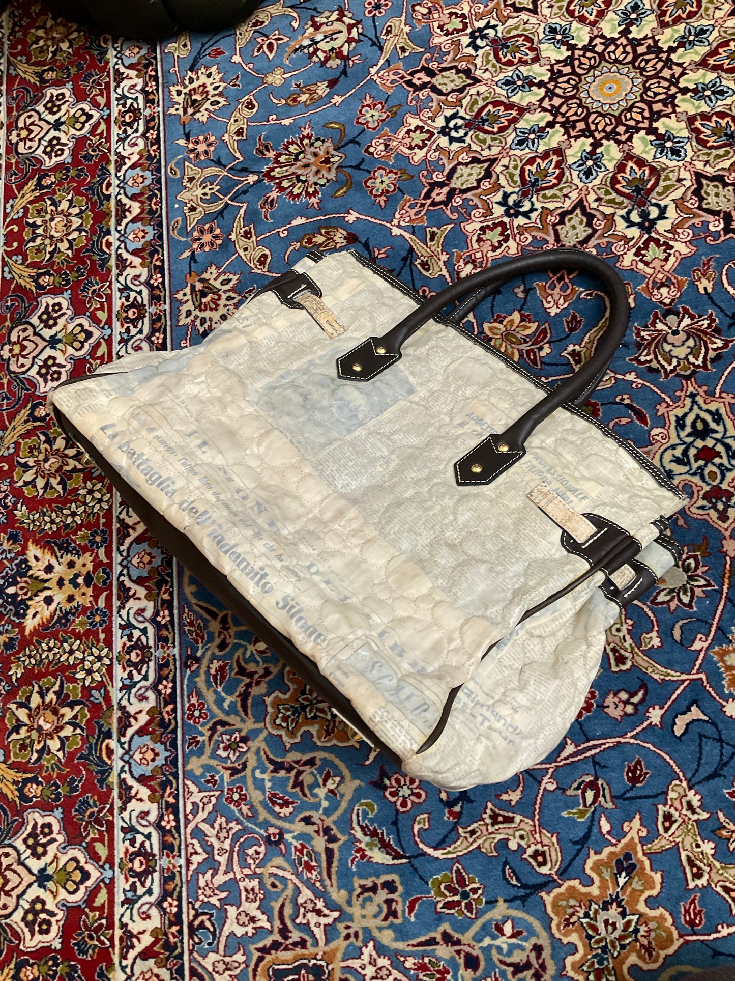 Newspaper distressed “birkin”