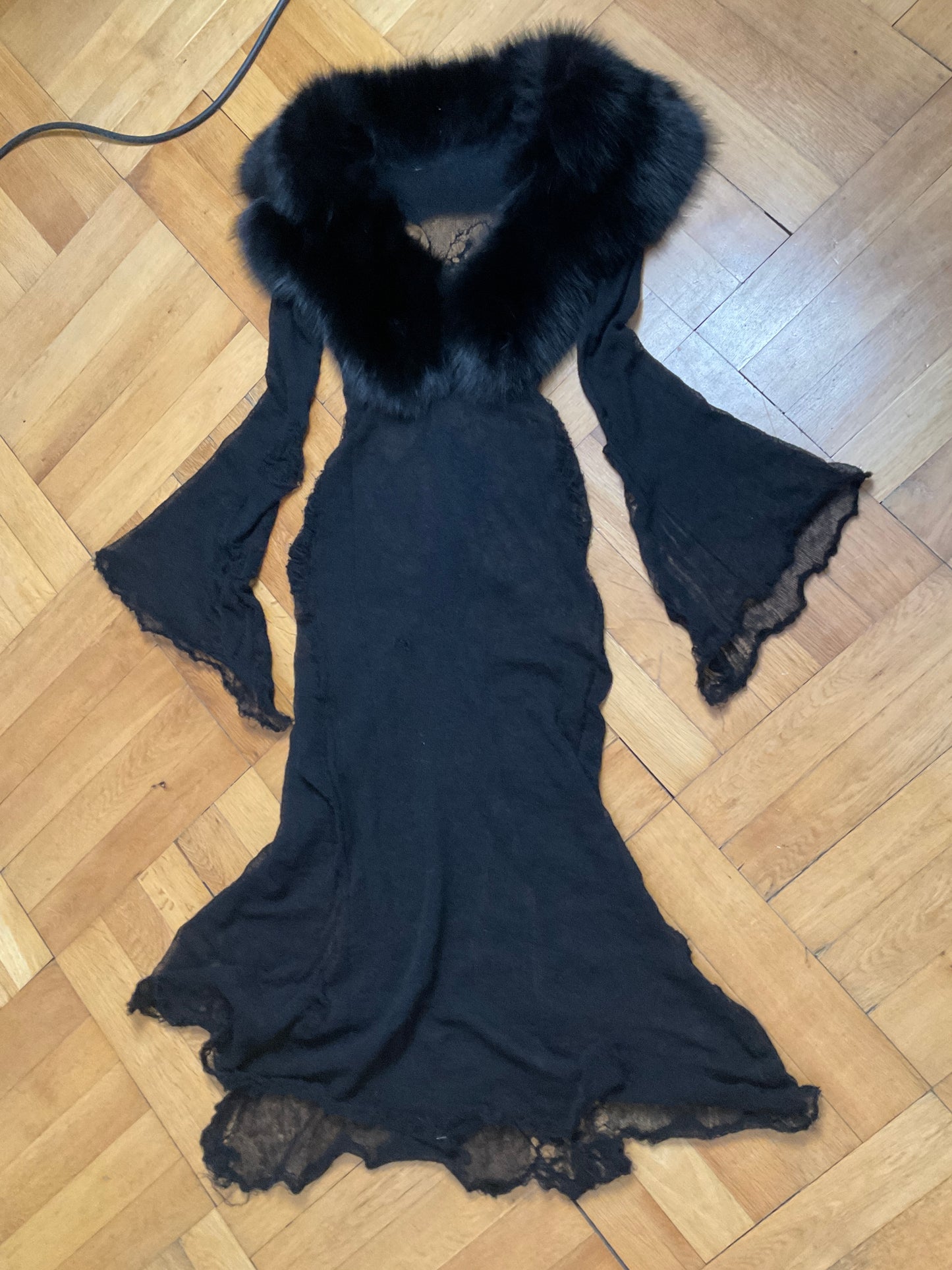 annina mohair dress with fur collar