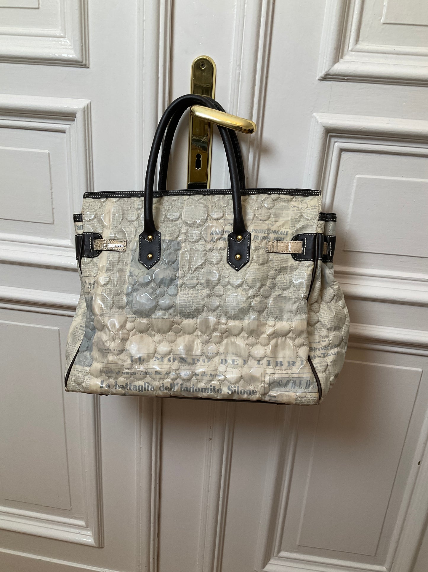 Newspaper distressed “birkin”