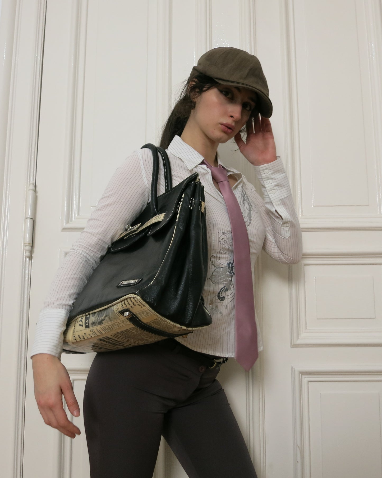 Black leather "birkin"