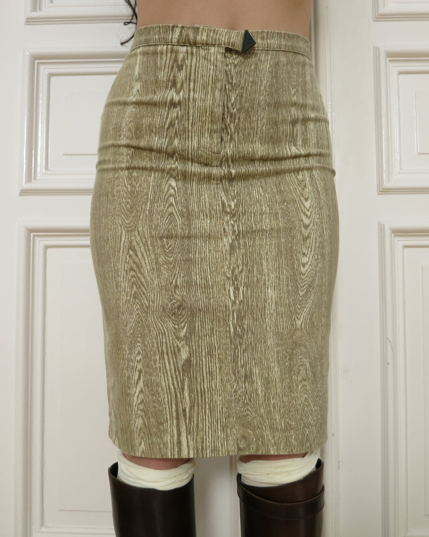 Wood print midiskirt