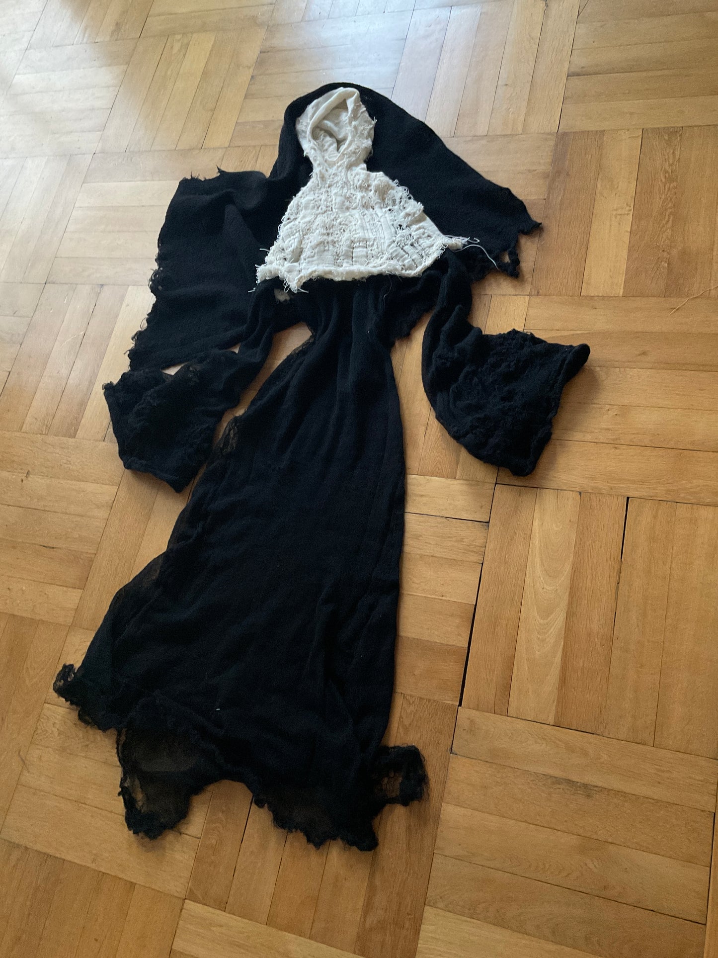 annina distressed nun mohair dress