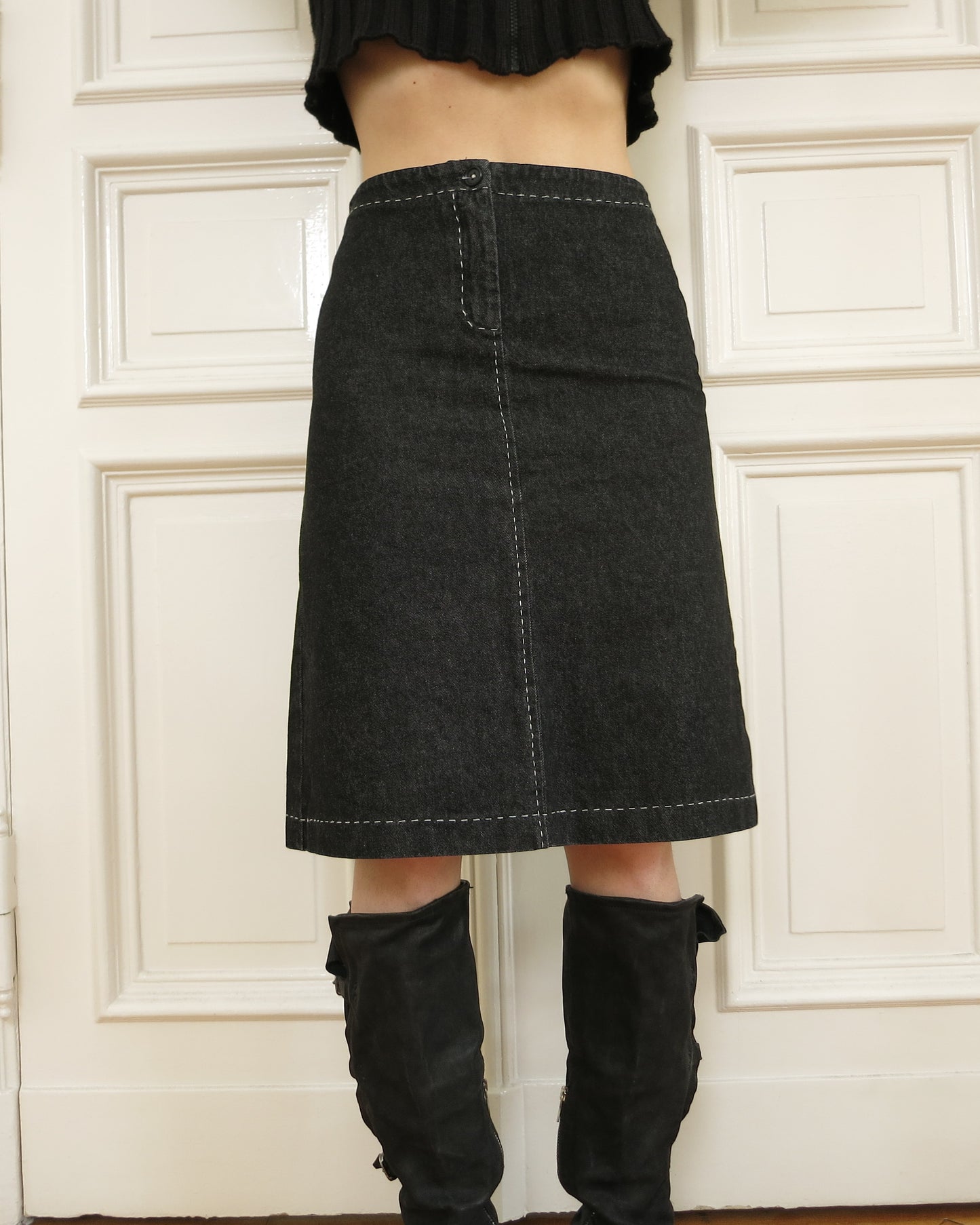 Max&Co chic denim midi skirt