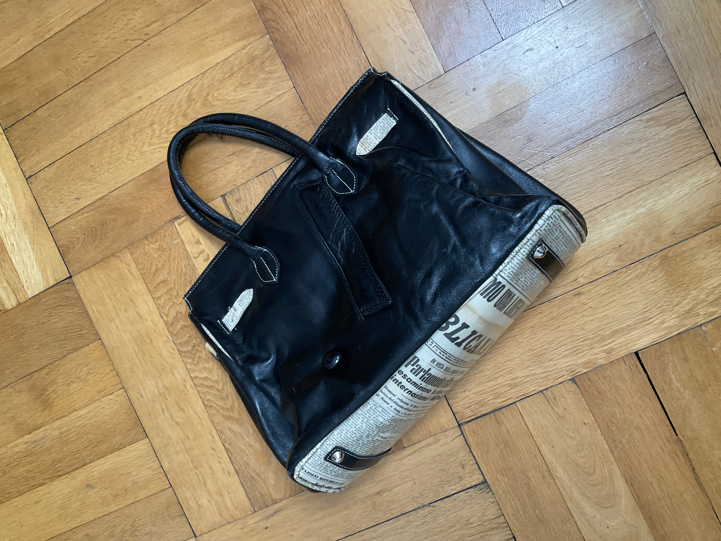 Black leather "birkin"