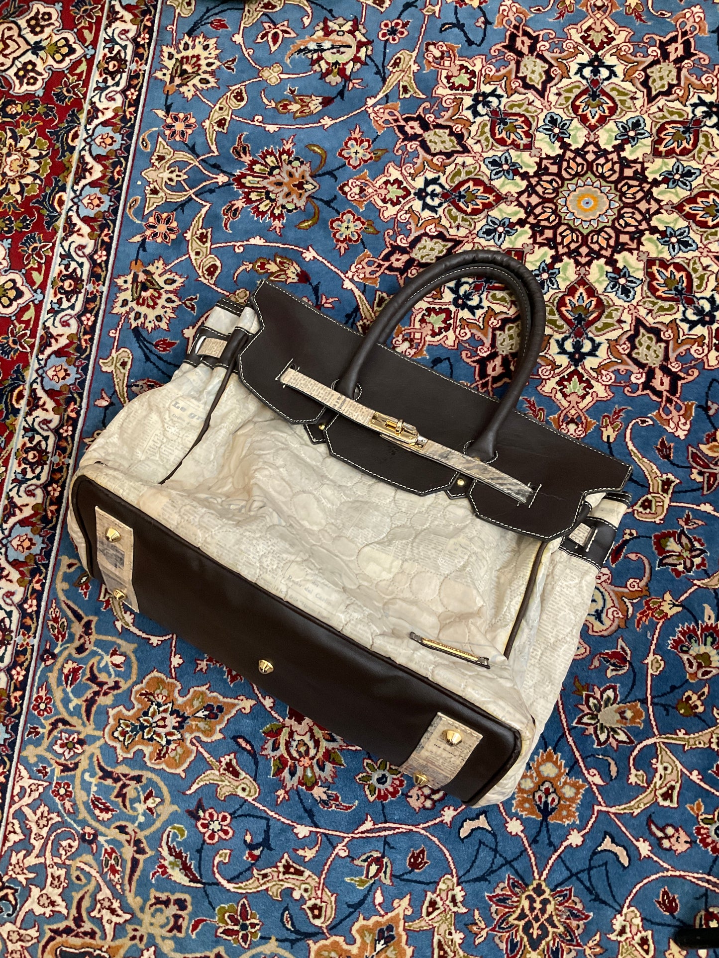 Newspaper distressed “birkin”
