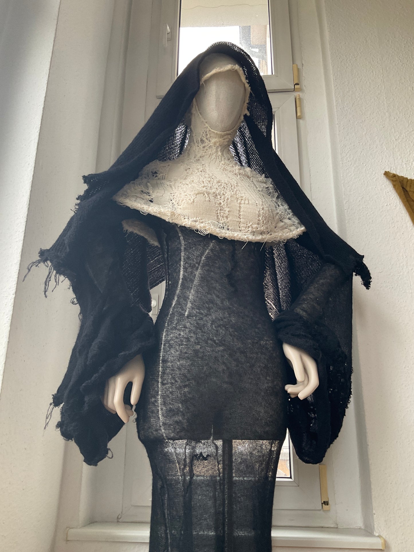 annina distressed nun mohair dress