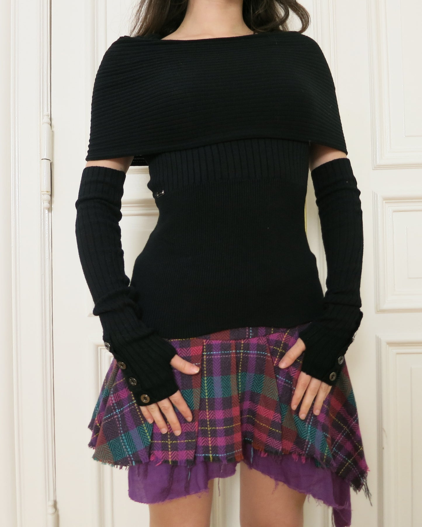 Knit top with matching arm warmers