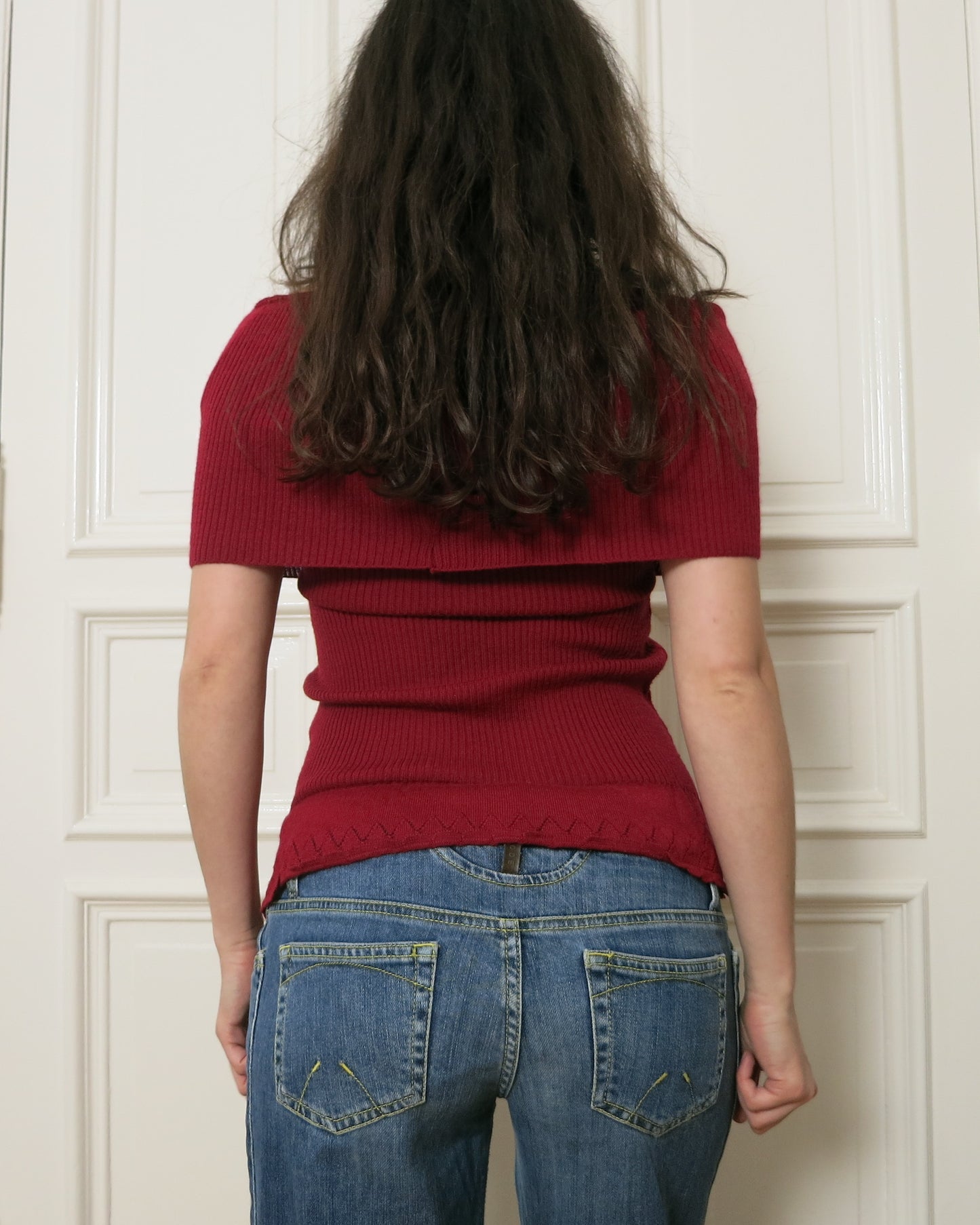 Festive knit red top