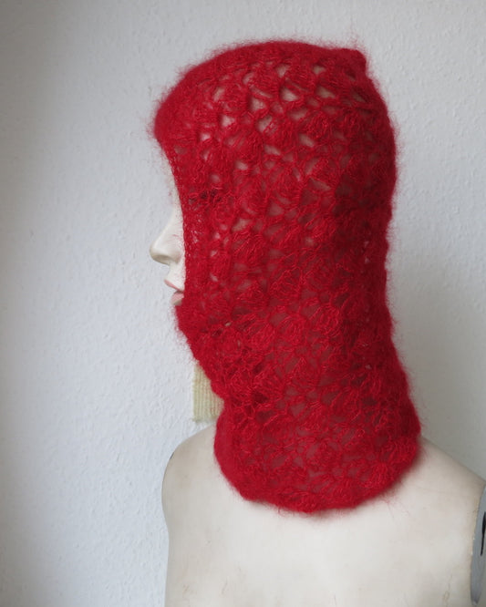 mođđe studio ~ lace mohair balaclava in red