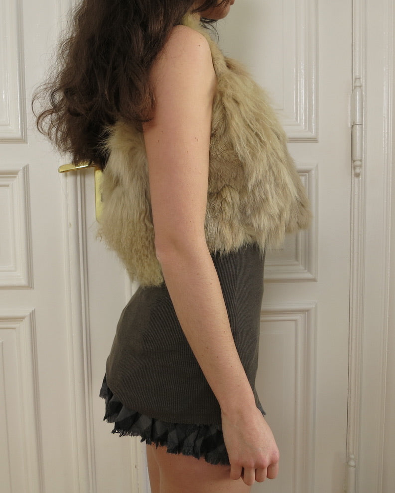 Beige fur vest