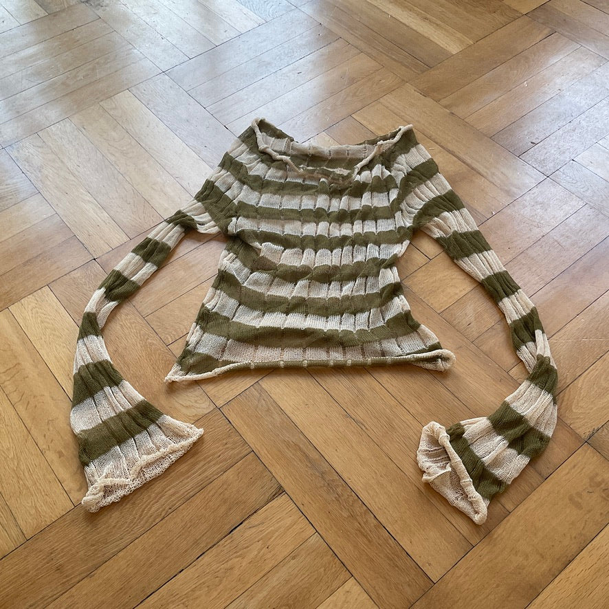 eithne ~ green and beige striped longsleeve