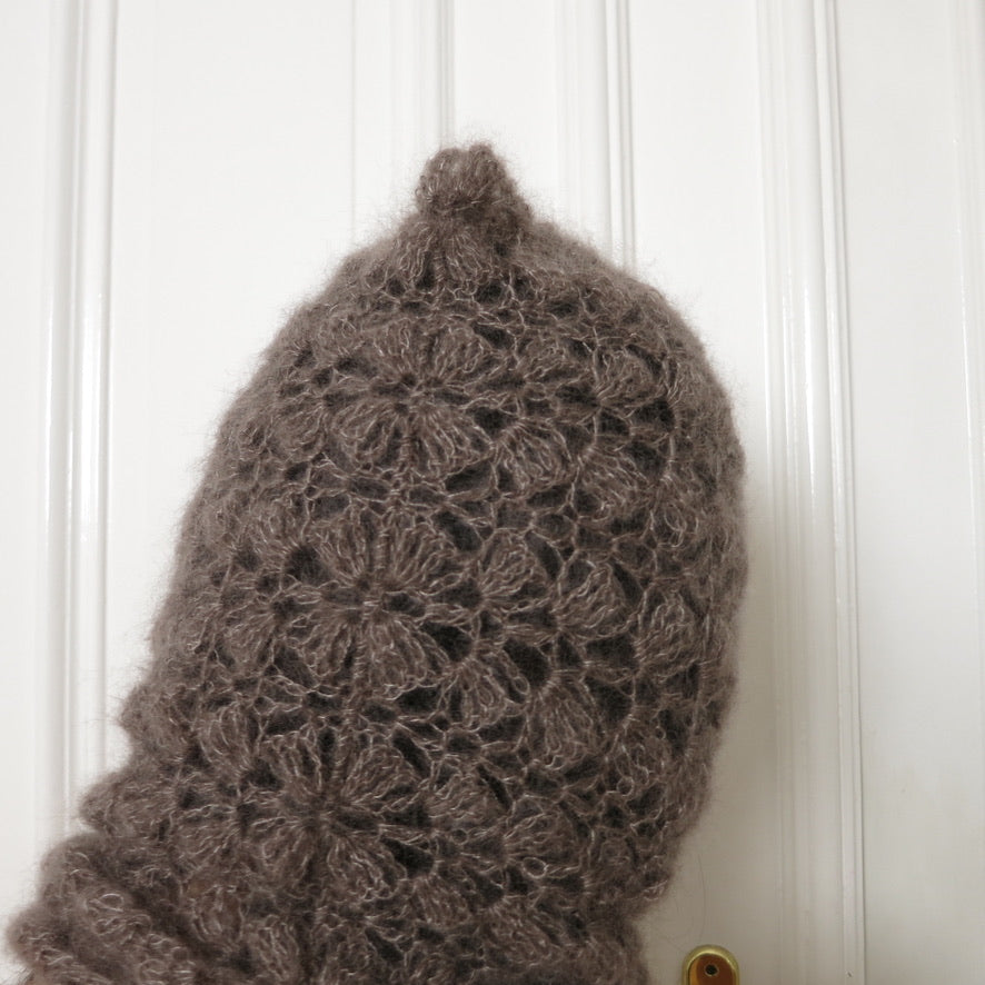mođđe studio ~ lace mohair balaclava in brown