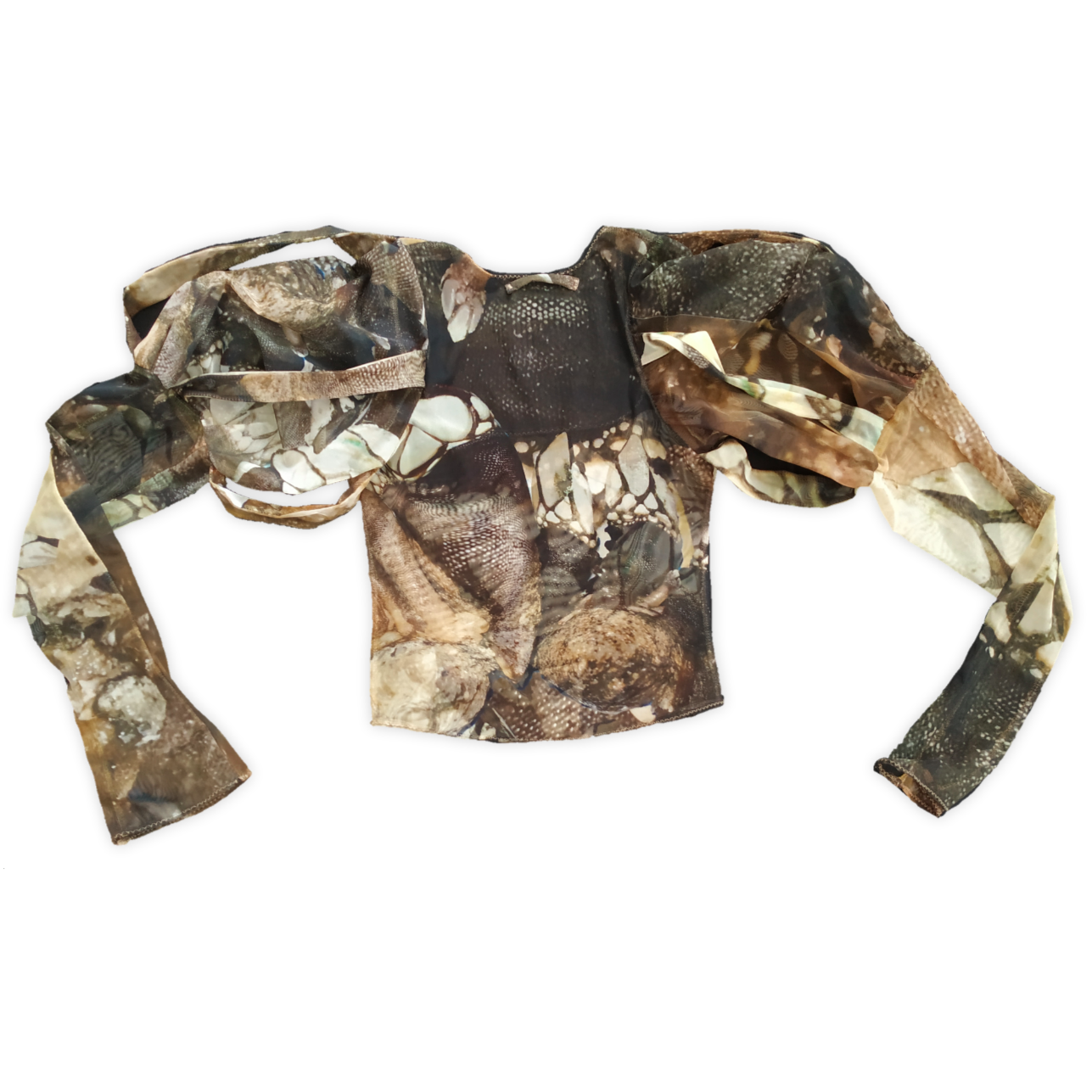 Paned sleeve mesh top, size S