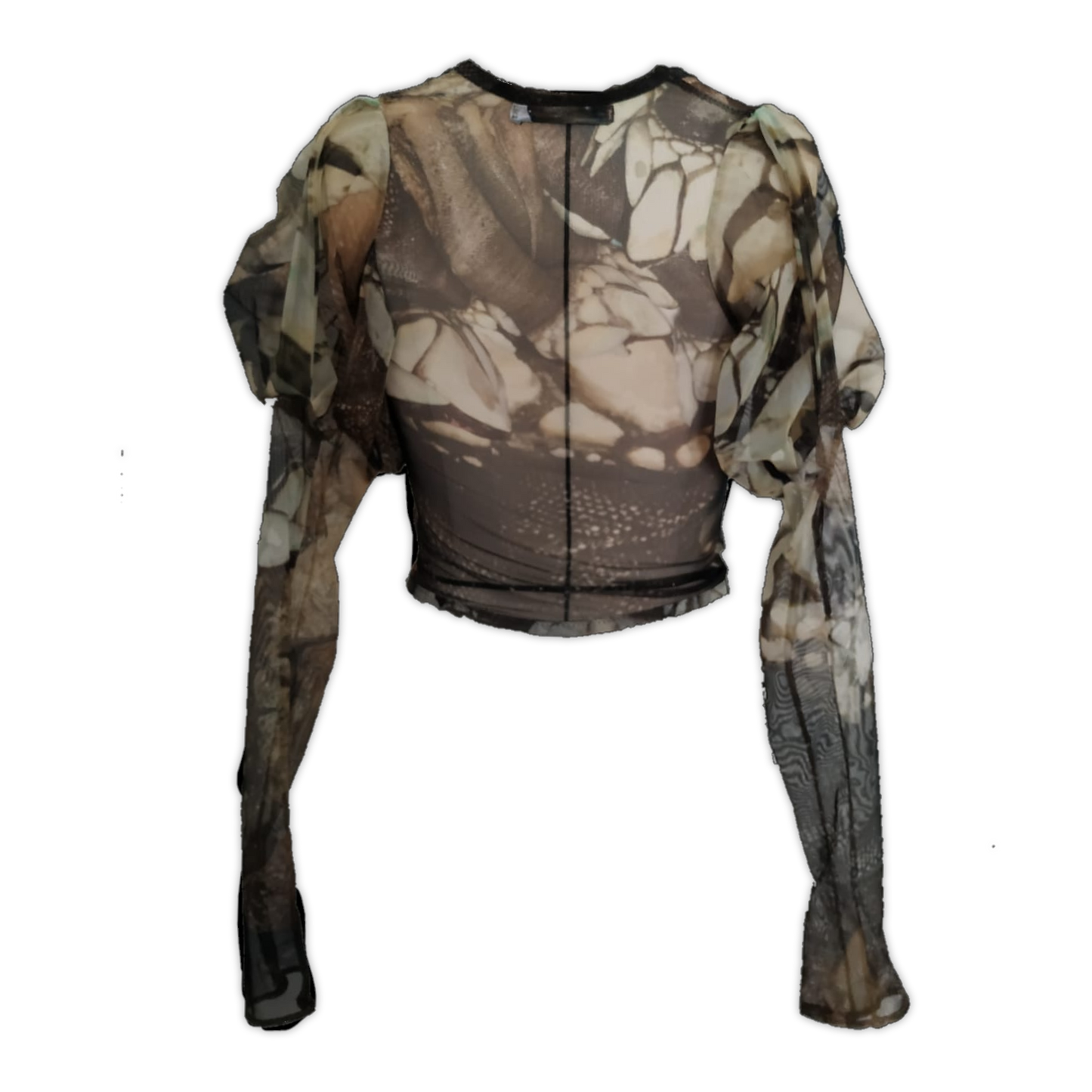 Paned sleeve mesh top, size XS
