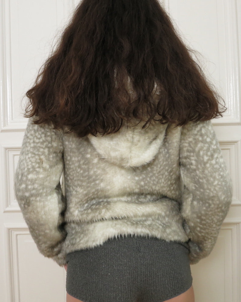 Faux fur spotted seal hoodie