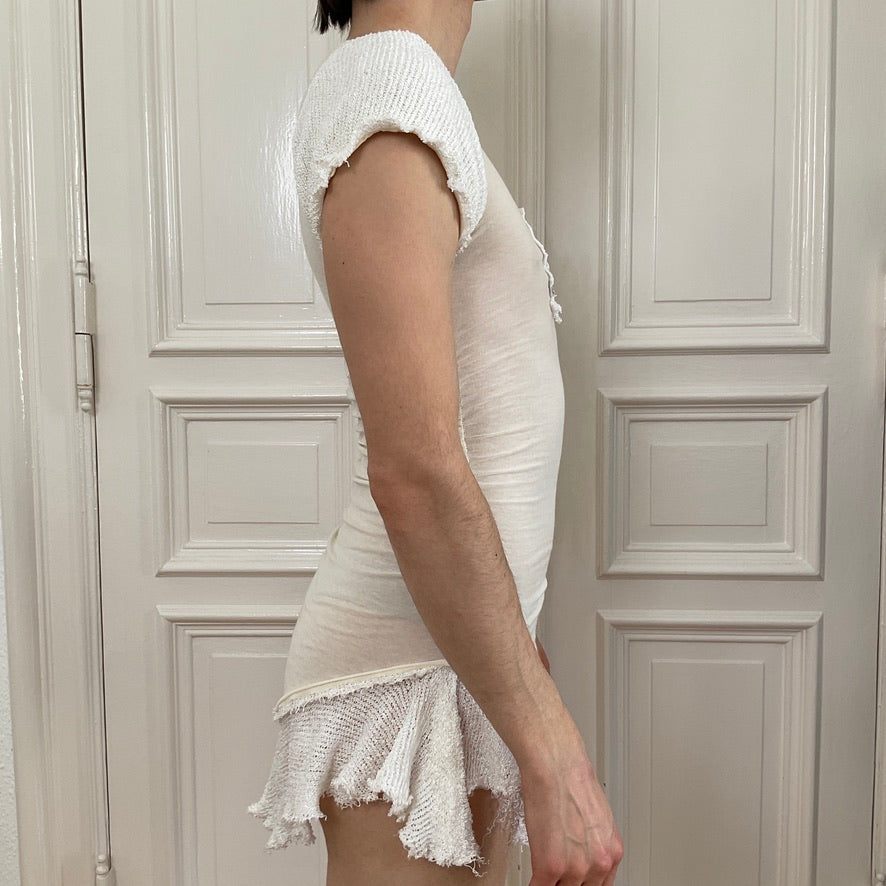 "i" minidress with knit details