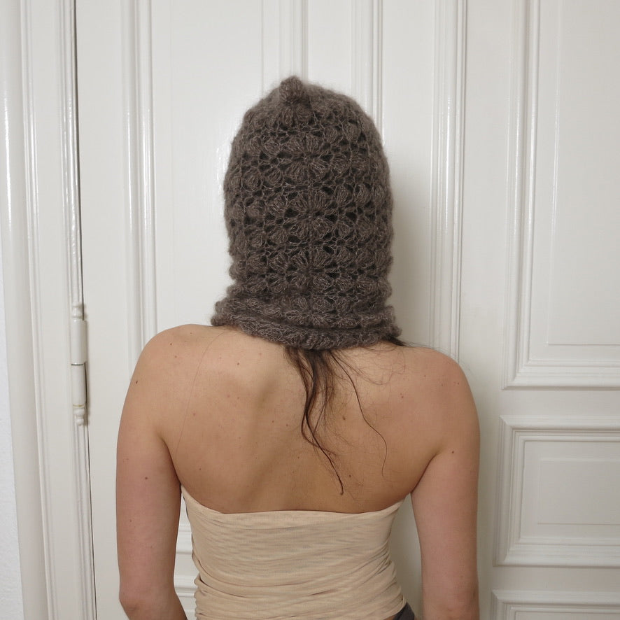 mođđe studio ~ lace mohair balaclava in brown